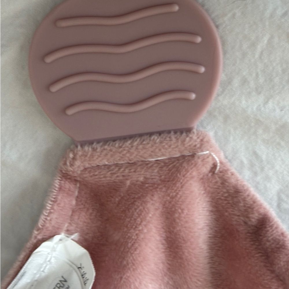 Modern Baby Elephant Lovey Pink and Gray Modern Snuggle Baby Toy Rattle Teether - Picture 6 of 8